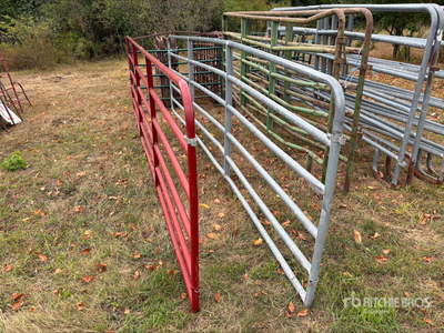 Quantity of (2) 16 ft Red Galvanized Tube Gates