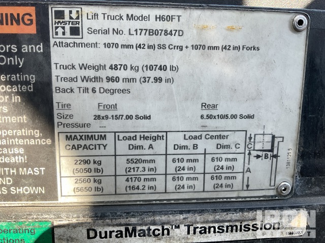 MONTACARGAS 2006 HYSTER H60FT