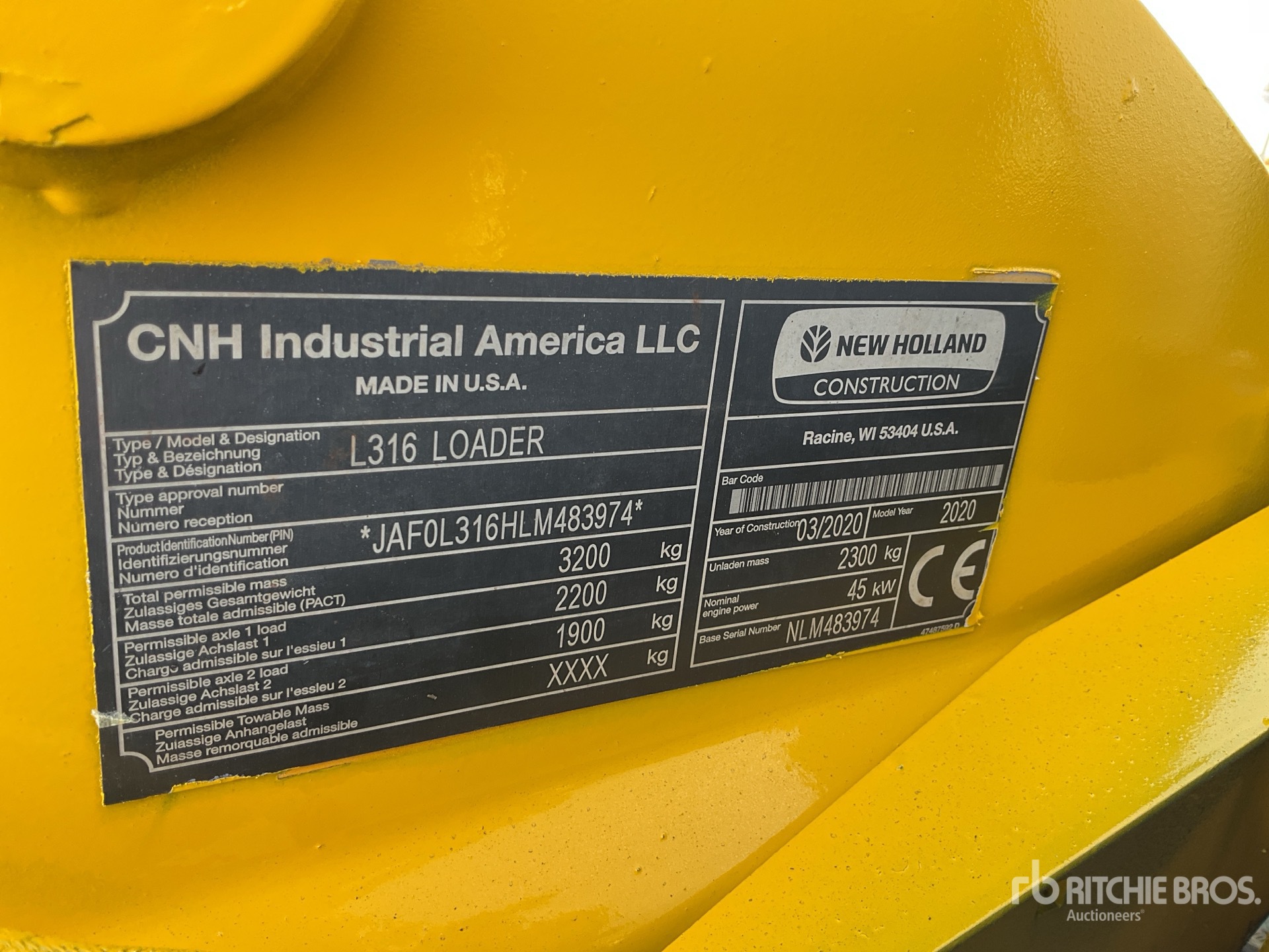 2020 New Holland L316 Skid Steer Loader