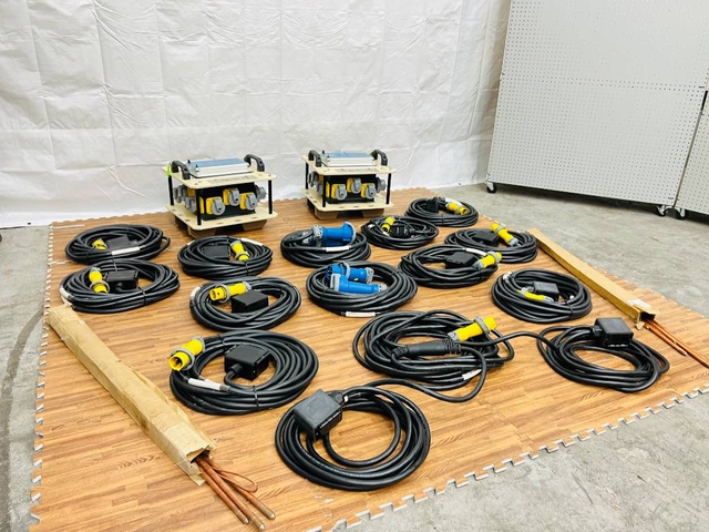 Quantity of (2) LEX 5 kW-O Power Distribution Spider Box w/ Feeder Power Cables (Unused)