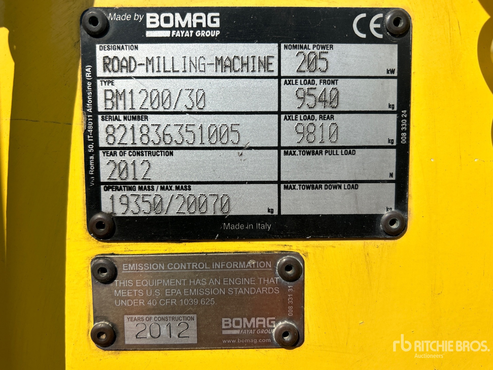 2012 Bomag BM1200/30 Tracked を見 Profiler/Reclaimer/Stabilizer