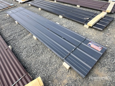 Quantity of (30) Grey Metal Roof Panels 16 Ft X 3 Ft (Unused)