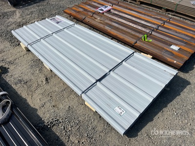 Quantity of (70) 8 ft x 3 ft White Metal Roof Panels (Unused)