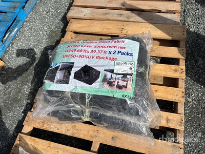 Quantity of (2) 19.68 ft x 39.37 ft Black Outdoor Patio Fabric Screen Cover Sunscreen Net (Unused)
