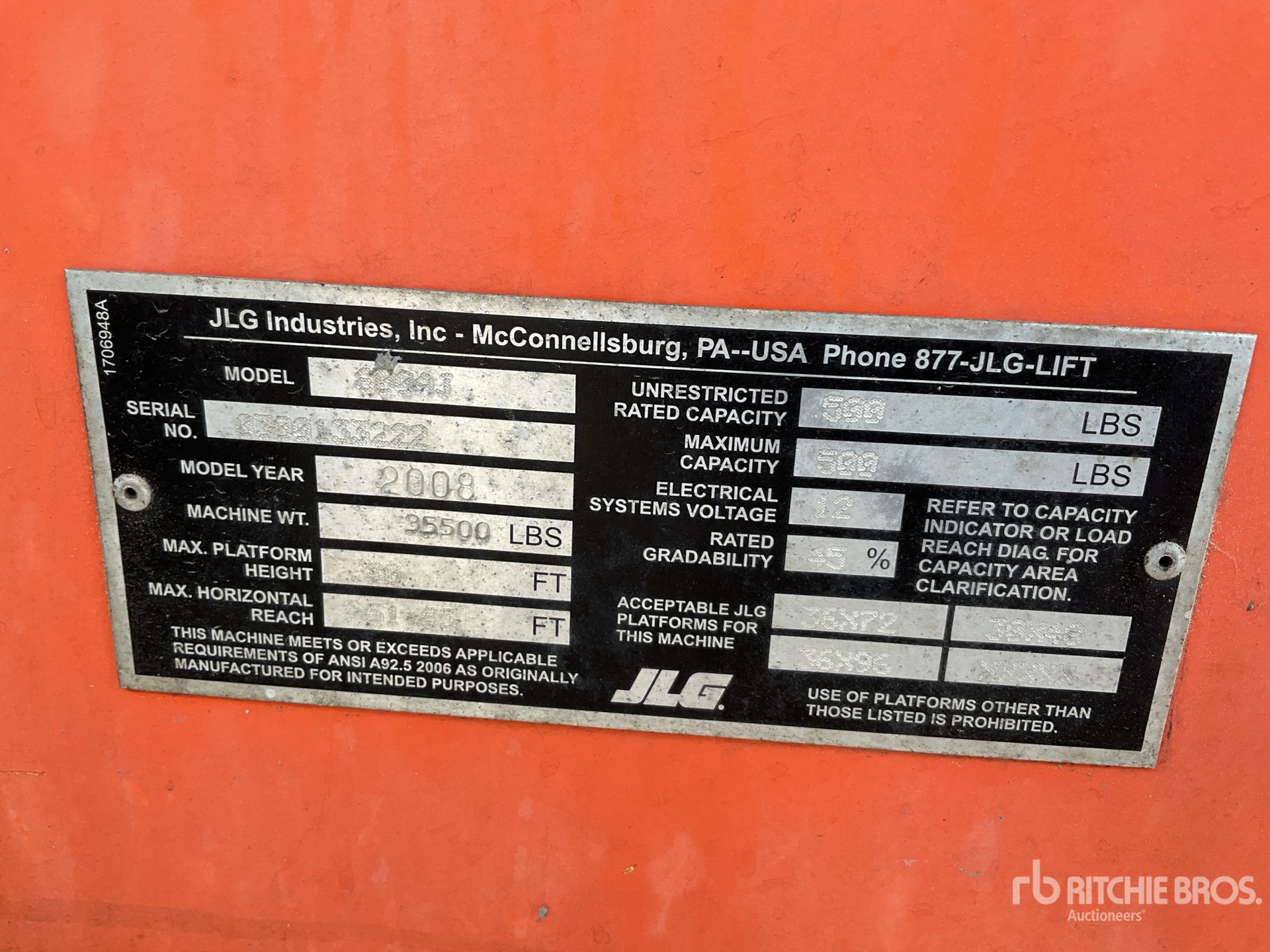 2008 JLG 800AJ 4WD Diesel Articulating Boom Lift