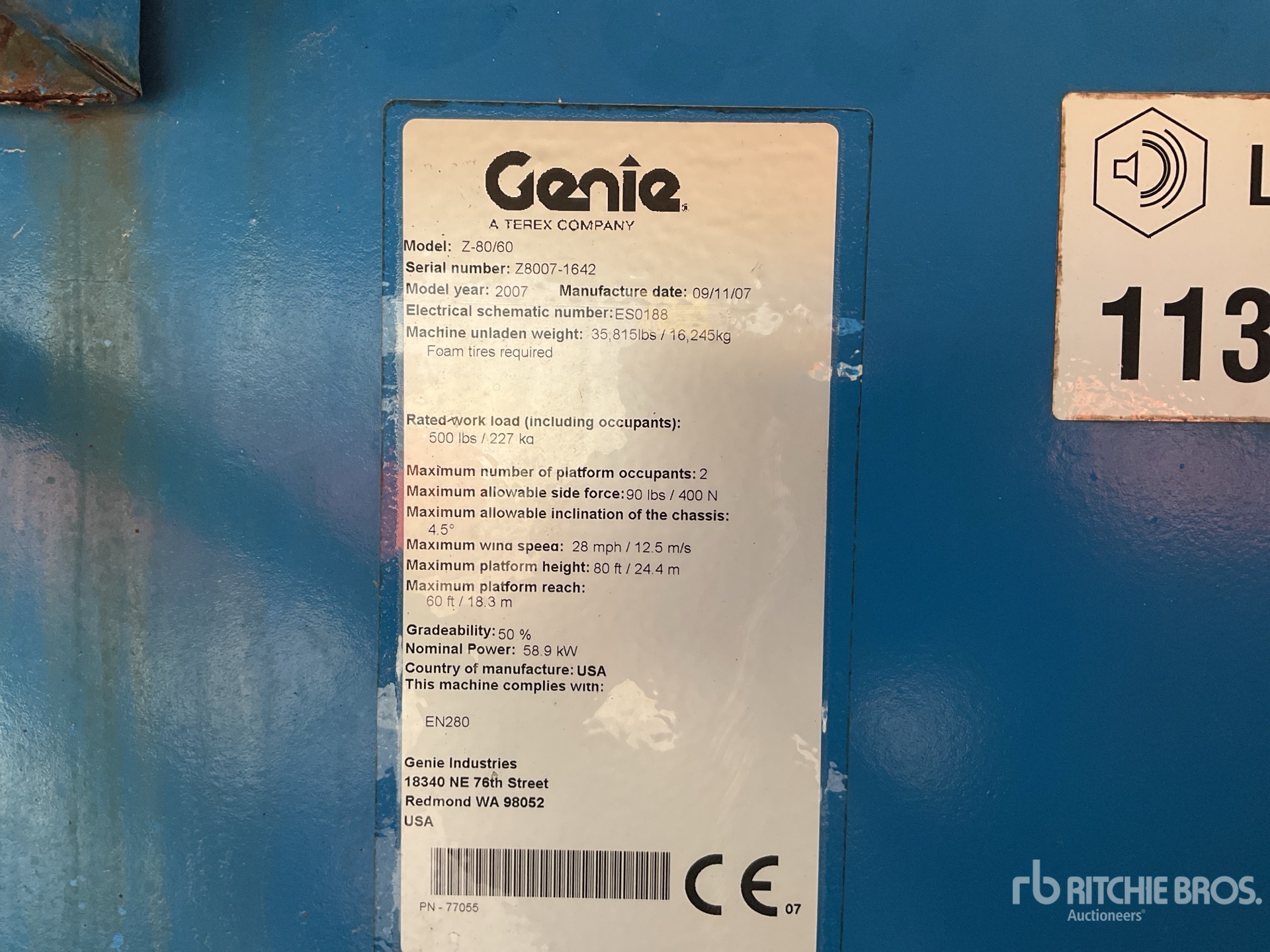 2007 Genie Z80/60 4WD Diesel Articulating Boom Lift