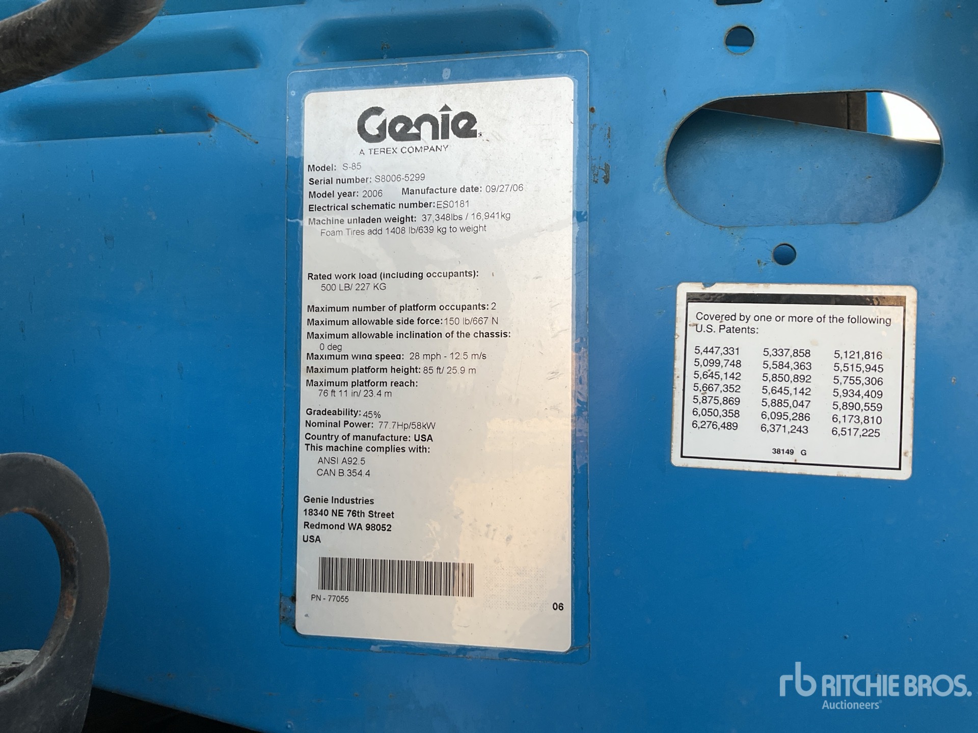 2006 Genie S85 4WD Diesel Plataforma Elevadora Telescópica