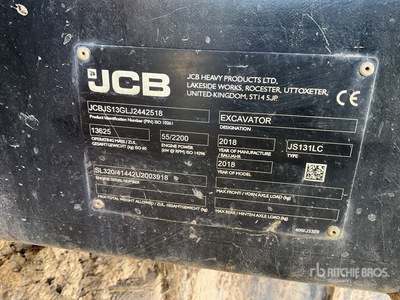 2018 JCB JS131-LC Tracked Excavator