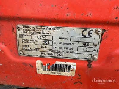 2019 Kubota U27-4 Mini Excavator