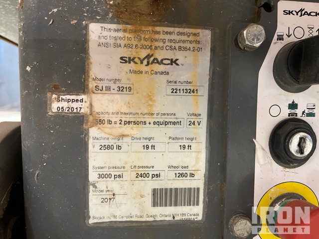 ELEVADOR TIJERA 2017 SKYJACK SJIII3219