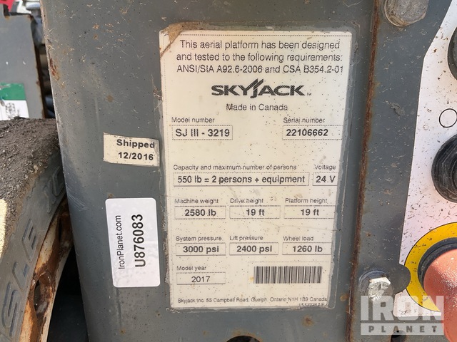 ELEVADOR TIJERA 2017 SKYJACK SJIII3219