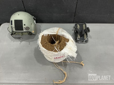 (14) Coils of Ratlines, (2) Flyer's Helmet Shells & Assorted Items