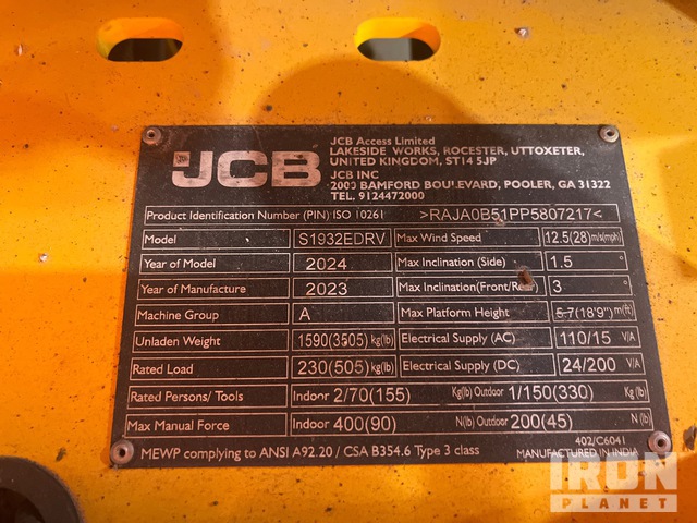 ELEVADOR TIJERA 2024 JCB S1932E