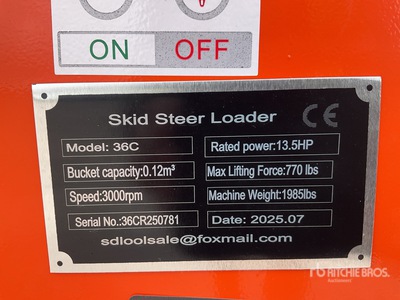2025 SDLOOL SL36C Skid Steer Loader (Unused)
