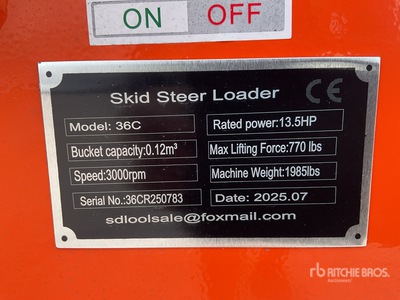 2025 SDLOOL SL36C Skid Steer Loader (Unused)