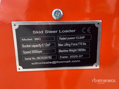 2025 SDLOOL SL36C Skid Steer Loader (Unused)