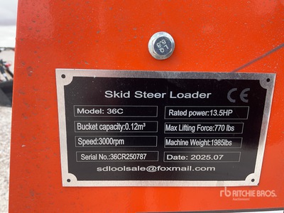 2025 SDLOOL SL36C Skid Steer Loader (Unused)