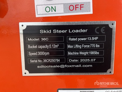 2025 SDLOOL SL36C Skid Steer Loader (Unused)