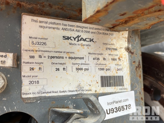 ELEVADOR TIJERA 2018 SKYJACK SJIII3226
