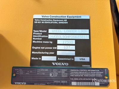2017 Volvo L90H Wheel Loader