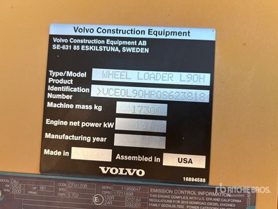 2017 Volvo L90H Wheel Loader