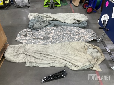 (11) Tent Poles, (5) Sleeping Bags & Assorted Items