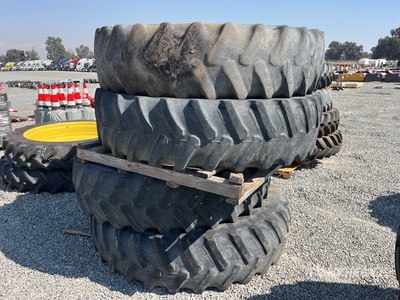 Quantity of (4) FireStone Wheels and Tires 480/80R50 Firestone Tires
