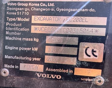2023 Volvo EC200EL Tracked Excavator
