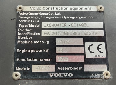 2023 Volvo EC140EL Tracked Excavator