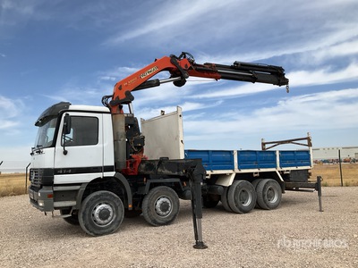 2002 Palfinger PK44002 12160 kg Knuckle Boom on 2002 Mercedes Benz ACTROS 4143AK 8x8 Twin-Steer Flatbed Truck w/Crane