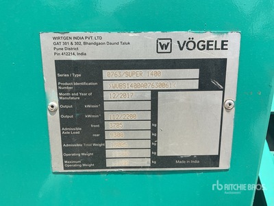 2017 Vogele Super 1400 Track Asphaltfertiger