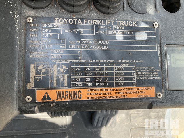 MONTACARGAS 2018 TOYOTA 8FGU30