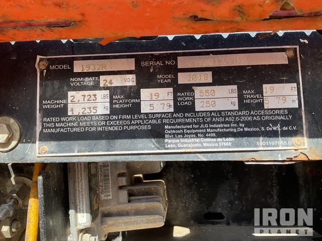 ELEVADOR TIJERA 2018 JLG 1932R