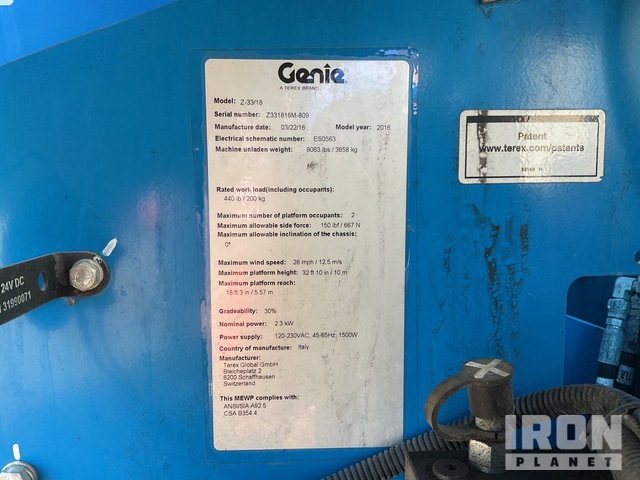 ELEVADOR ARTICULADO 2016 GENIE Z3318