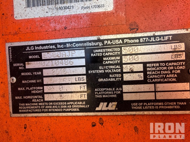 ELEVADOR ARTICULADO 2016 JLG E300AJP