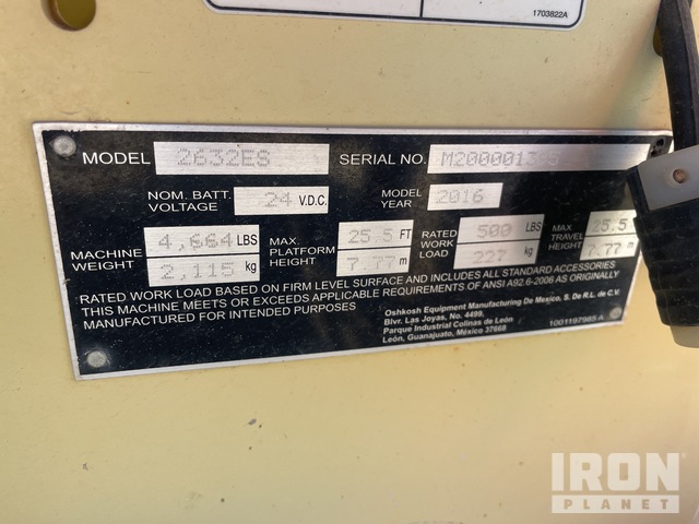 ELEVADOR TIJERA 2016 JLG 2632ES