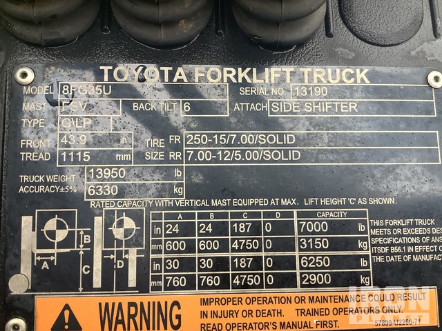 MONTACARGAS 2018 TOYOTA 8FG35U