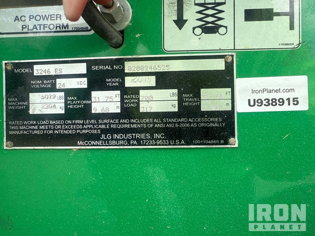 ELEVADOR TIJERA 2015 JLG 3246ES