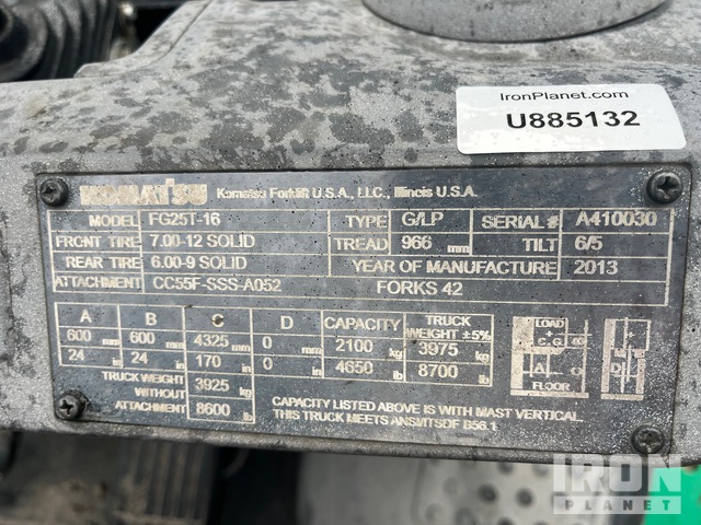 MONTACARGAS 2013 KOMATSU FG25T16