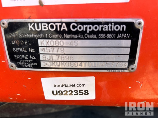 EXCAVADORA 2018 KUBOTA KX0804S