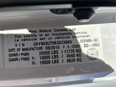 2019 Hino 268 4x2 Van Truck