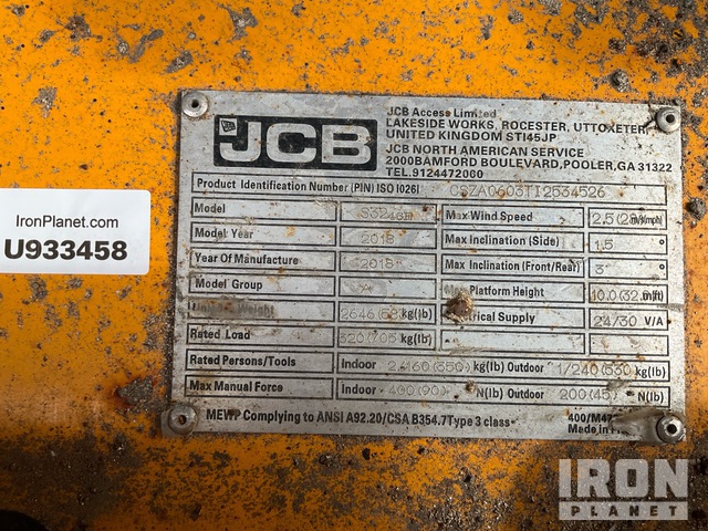 ELEVADOR TIJERA 2018 JCB S3246E