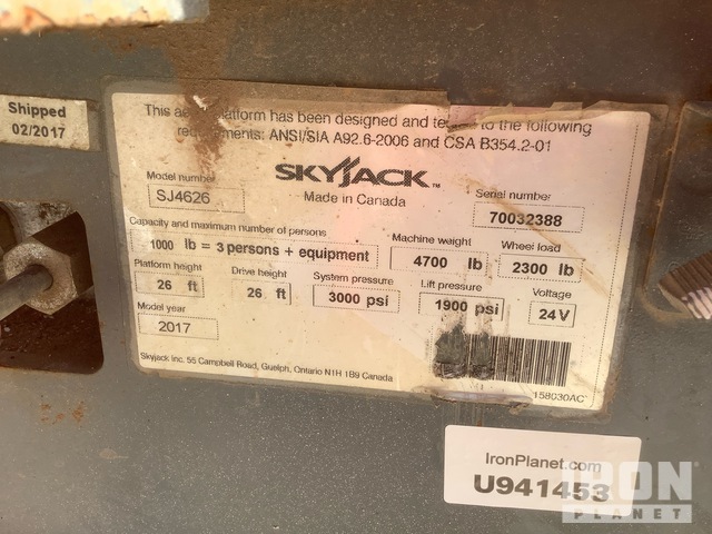 ELEVADOR TIJERA 2017 SKYJACK SJ4626