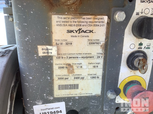 ELEVADOR TIJERA 2016 SKYJACK SJIII3219