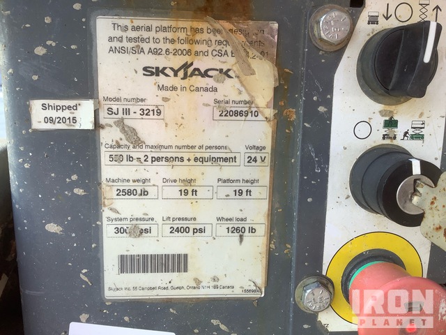ELEVADOR TIJERA 2015 SKYJACK SJIII3219