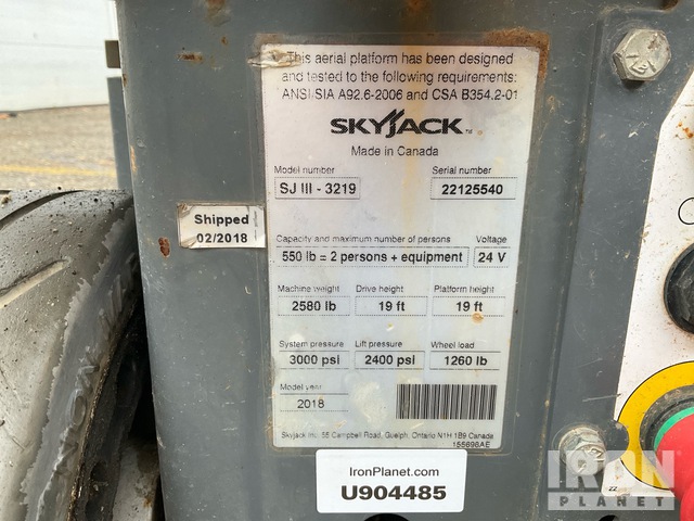 ELEVADOR TIJERA 2018 SKYJACK SJIII3219