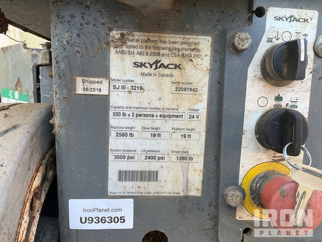 ELEVADOR TIJERA 2016 SKYJACK SJIII3219