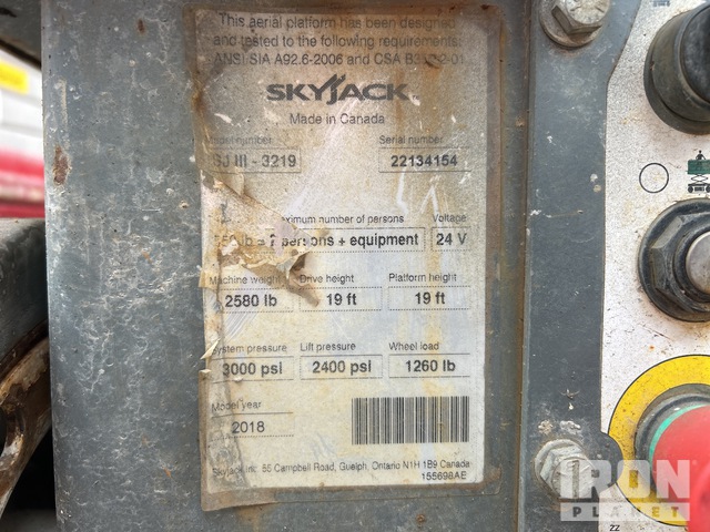 ELEVADOR TIJERA 2018 SKYJACK SJIII3219