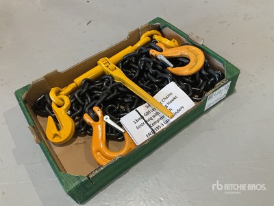 13mm G80 Lashing Chains 6mtr long with Sling Hooks Complete with 80 EN12195-3 Load Binders Sling