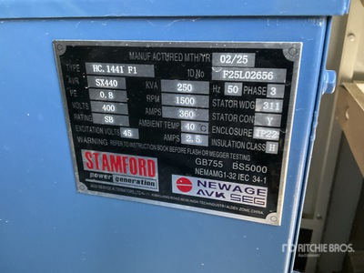 2025 Stamford 250 kVA Skid-Mounted 発電機セット (250-749 kw/310-950 kva)